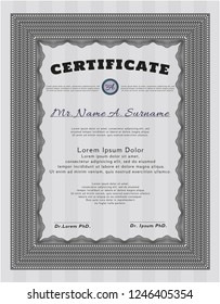 Grey Diploma. With complex linear background. Excellent design. Vector illustration. 