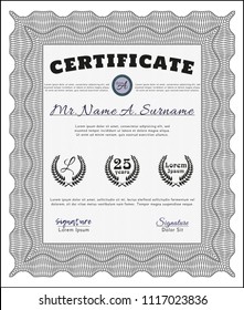 Grey Diploma. Cordial design. Detailed. With complex background. 