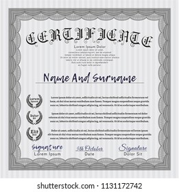 Grey Diploma. Cordial design. Printer friendly. Vector illustration. 