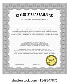 Grey Diploma. Customizable, Easy to edit and change colors. With guilloche pattern and background. Sophisticated design. 