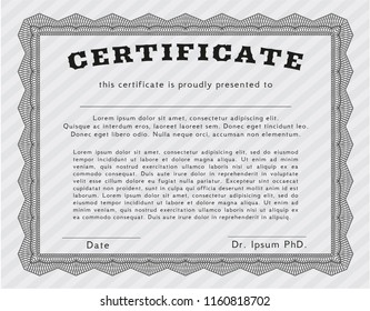Grey Diploma. Customizable, Easy to edit and change colors. With guilloche pattern and background. Artistry design. 