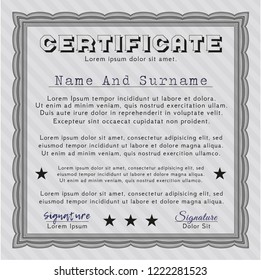 Grey Diploma. Customizable, Easy to edit and change colors. With guilloche pattern and background. Money style design. 