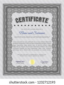 Grey Diploma. Customizable, Easy to edit and change colors. With guilloche pattern. Superior design. 