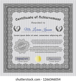 Grey Diploma. Customizable, Easy to edit and change colors. With guilloche pattern. Excellent design. 