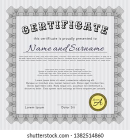 Grey Diploma. Customizable, Easy to edit and change colors. With guilloche pattern. Superior design. 