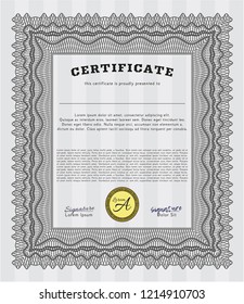 Grey Diploma. Detailed. Complex background. Beauty design. 