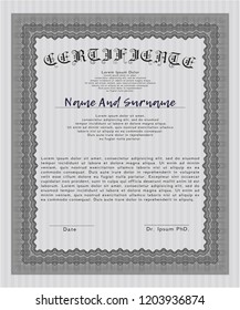 Grey Diploma. Easy to print. Cordial design. Vector illustration. 