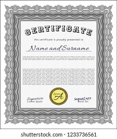 Grey Diploma. Easy to print. Customizable, Easy to edit and change colors. Artistry design. 