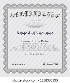 Grey Diploma. Easy to print. Vector illustration. Lovely design. 