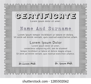 Grey Diploma. Elegant design. Detailed. With complex background. 