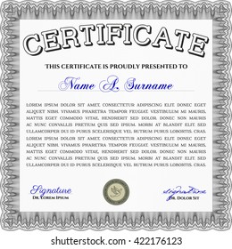 Grey Diploma. Good design. With background. Border, frame. 