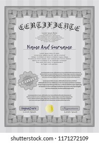 Grey Diploma. With great quality guilloche pattern. Detailed. Money style design. 