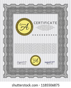 Grey Diploma. With great quality guilloche pattern. Perfect design. Vector illustration. 