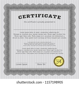 Grey Diploma. With guilloche pattern and background. Retro design. Customizable, Easy to edit and change colors. 