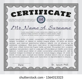 Grey Diploma. With guilloche pattern and background. Money style design. Detailed. 