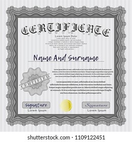 Grey Diploma. With guilloche pattern. Customizable, Easy to edit and change colors. Artistry design. 