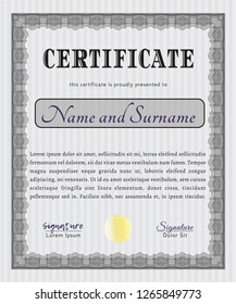 Grey Diploma. With guilloche pattern. Detailed. Excellent design. 