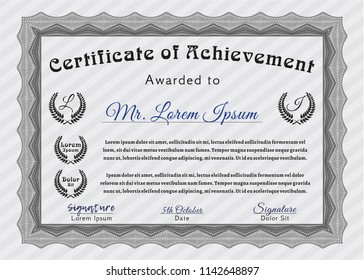 Grey Diploma. With guilloche pattern. Retro design. Customizable, Easy to edit and change colors. 