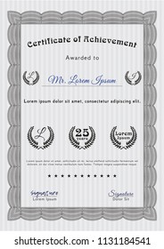 Grey Diploma. With linear background. Retro design. Detailed. 