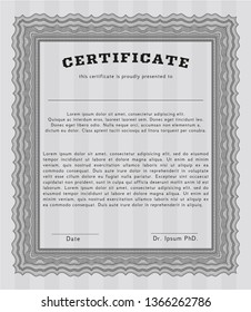 Grey Diploma. With linear background. Vector illustration. Elegant design. 