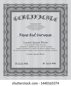 Grey Diploma. Modern design. With linear background. Vector illustration. 