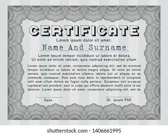 Grey Diploma. Modern design. Printer friendly. Customizable, Easy to edit and change colors. 