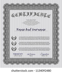 Grey Diploma. Modern design. Vector illustration. With great quality guilloche pattern. 