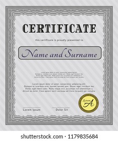 Grey Diploma. Money Pattern design. With guilloche pattern. Customizable, Easy to edit and change colors. 