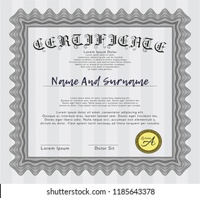 Grey Diploma. Money Pattern design. Vector illustration. Complex background. 