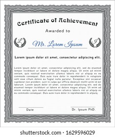 Grey Diploma. Money Pattern design. Detailed. With complex background. 