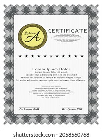 Grey Diploma.  Money Pattern design.   Customizable, Easy to edit and change colors. 