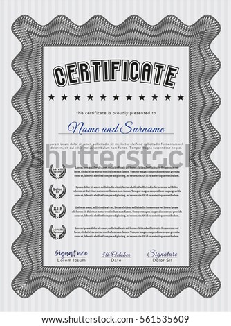 Grey Diploma. Money Pattern design. With complex linear background. Customizable, Easy to edit and change colors. 