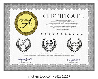 Grey Diploma. Money Pattern. With guilloche pattern and background. Customizable, Easy to edit and change colors. 