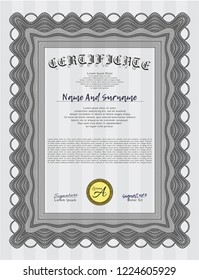 Grey Diploma. Money Pattern. Vector illustration. With background. 