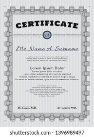 Grey Diploma. Money Pattern. Vector illustration. With background. 