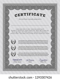 Grey Diploma. Money style design. Detailed. Printer friendly. 