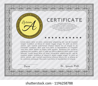 Grey Diploma. Nice design. With background. Customizable, Easy to edit and change colors. 