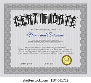 Grey Diploma. Nice design. Customizable, Easy to edit and change colors. With guilloche pattern. 