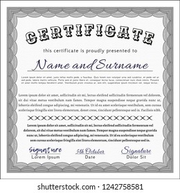 Grey Diploma. Nice design. Customizable, Easy to edit and change colors. With guilloche pattern and background. 