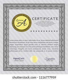 Grey Diploma. Nice design. Vector illustration. Printer friendly. 