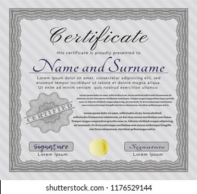 Grey Diploma. Perfect design. With complex background. Vector illustration. 