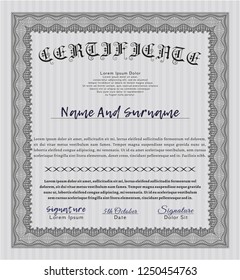 Grey Diploma. Perfect design. With complex linear background. Vector illustration. 
