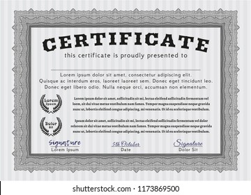 Grey Diploma. Perfect design. Vector illustration. With complex linear background. 