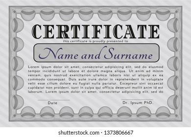 Grey Diploma. Perfect design. Vector illustration. With guilloche pattern. 