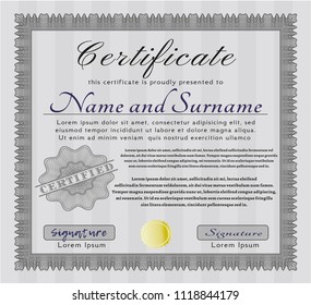 Grey Diploma. With quality background. Detailed. Sophisticated design. 