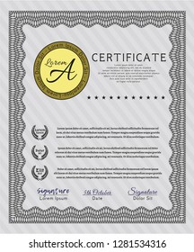 Grey Diploma template. With background. Customizable, Easy to edit and change colors. Lovely design. 