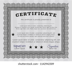 Grey Diploma template. With background. Good design. Detailed. 