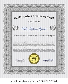    Grey Diploma template. Beauty design. Vector illustration. With background. 