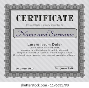 Grey Diploma template or certificate template. With background. Beauty design. Detailed. 