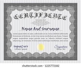 Grey Diploma template or certificate template. With background. Perfect design. Detailed. 